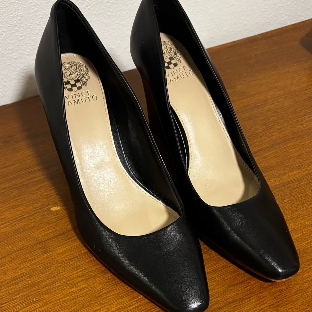 Vince Camuto Black Heels Classic Leather Pumps Size 10 women’s